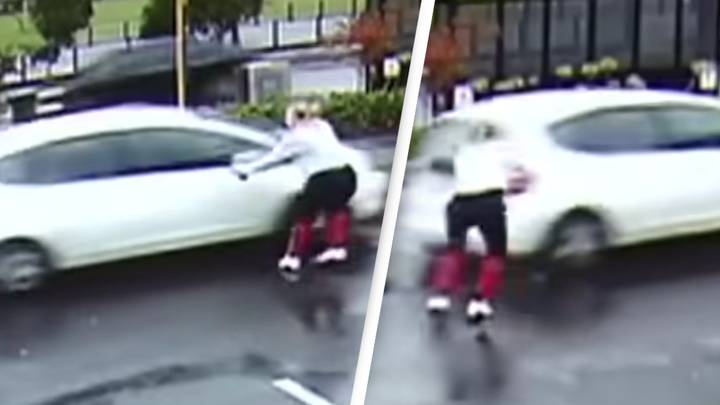 Horrifying Moment Mum Chases After Stolen Car With Baby Still Inside