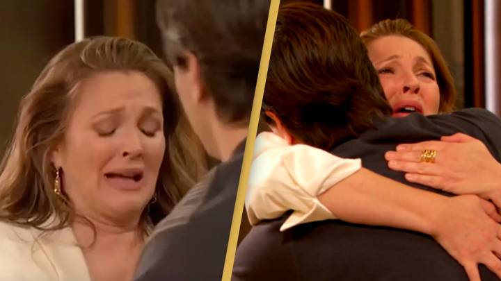 Drew Barrymore breaks into tears reuniting with ex-boyfriend Justin Long