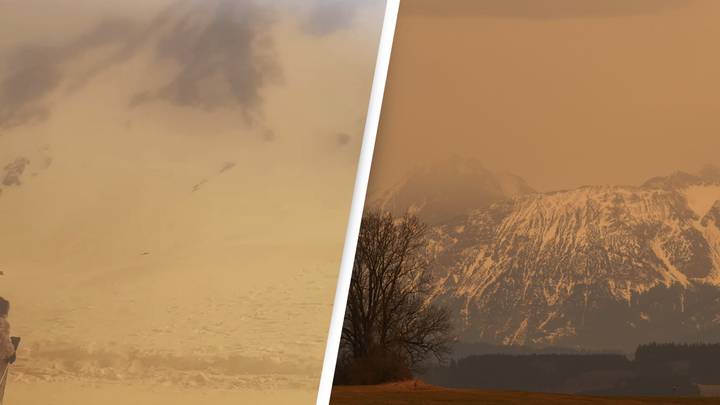 Sahara Dust Storm Covers The French Alps In Sand As It Sweeps Across Europe