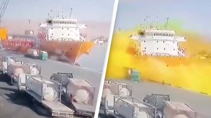 Shocking Moment Crane Drops Poisonous Gas At Port Killing 13 And Injuring Hundreds