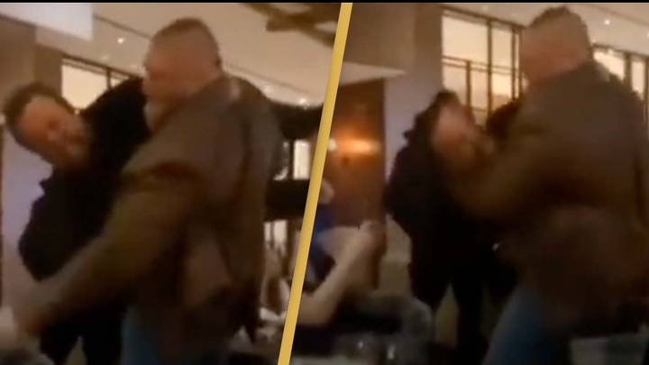 Brock Lesnar Puts Wee Man Through Table In Restaurant