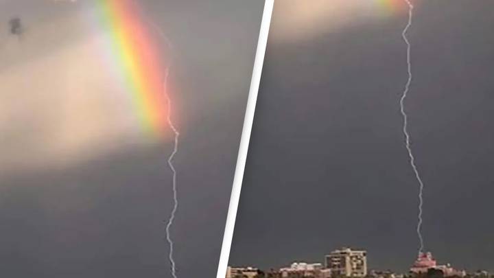 Woman Catches Rare 'Rainbow Lighting' In Incredible Photo