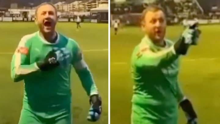 Non-League Goalkeeper Goes Viral For Winding Up Opposition Fans With Goal Celebration And Fake Dive