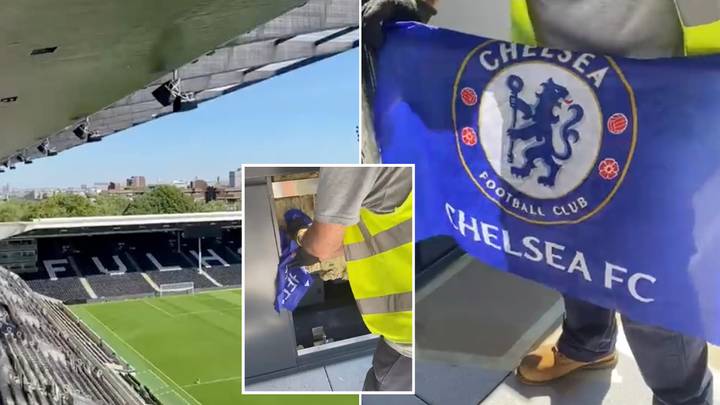 Chelsea-supporting builders hide the club's flag inside new stand at Fulham's Craven Cottage