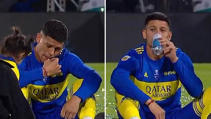 Marcos Rojo Has A Smoke And Drinks Beer On The Pitch After Winning Copa De La Liga With Boca Juniors