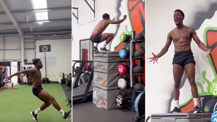 Manchester United's Anthony Elanga Almost Breaks World Record For Highest Box Jump