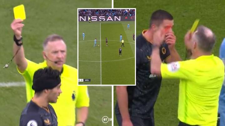 Wolves' Raul Jimenez Is Sent Off Vs Manchester City After Being Shown Two Yellow Cards In 48 Seconds