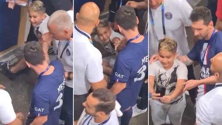 Lionel Messi Prevents Security From Dragging Away A Young Fan Desperate To Take A Selfie With The PSG Star