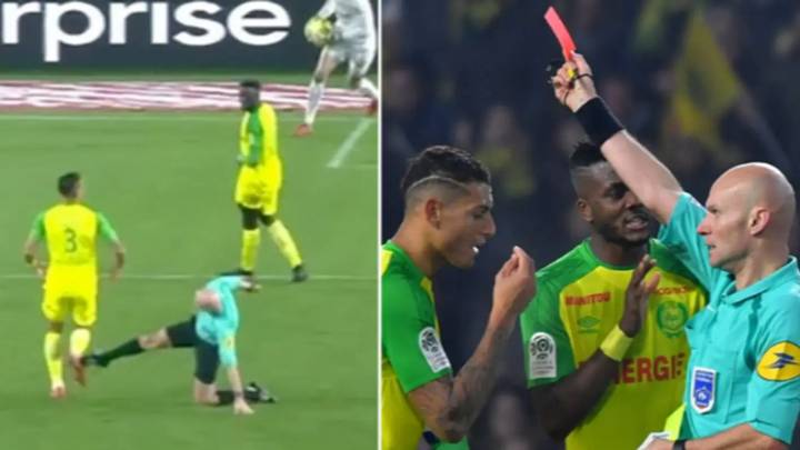 The Incredible Moment A Referee Kicks Out At Newcastle Target Diego Carlos Before Sending Him Off