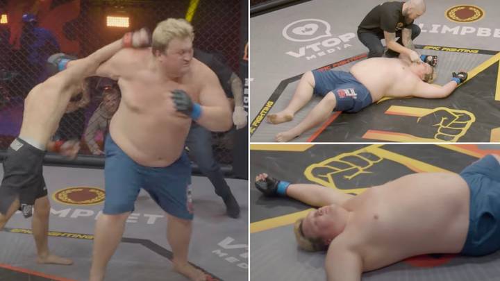Huge 27-STONE Russian MMA Fighter Floored By Skinny Opponent's Sucker Punch In Bizarre Mismatch