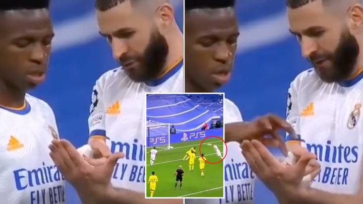 Footage Emerges Of Karim Benzema Coaching Vinicius Junior Ahead Of Extra Time