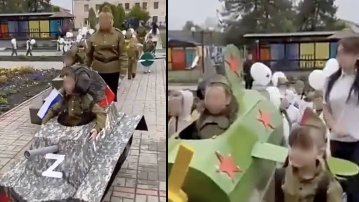 Kindergarten Kids In Russia Dress Up As Military Vehicles Adorned With The Letter Z