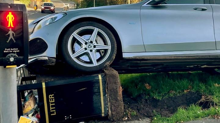 Mercedes Driver Accidentally Accelerates And Crashes New £25k Car Into Bin