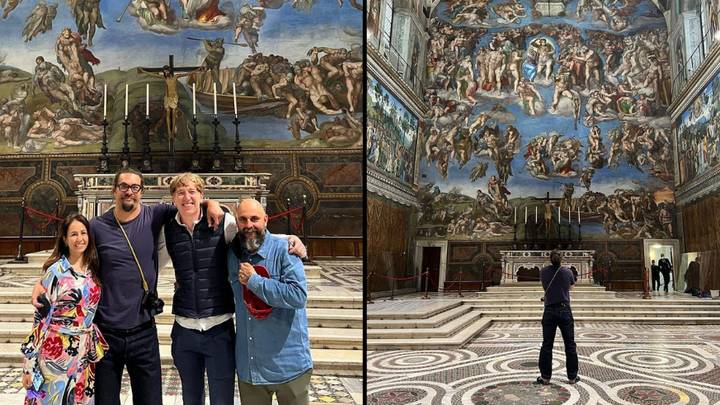 People Are Fuming After Jason Momoa Took A Photo Of Him Inside The Sistine Chapel