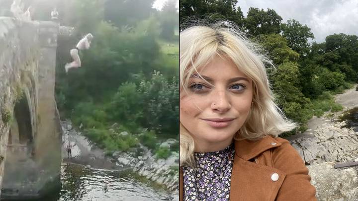 Shocking Moment Woman Tombstones Off 50ft Bridge That Left Her In Wheelchair