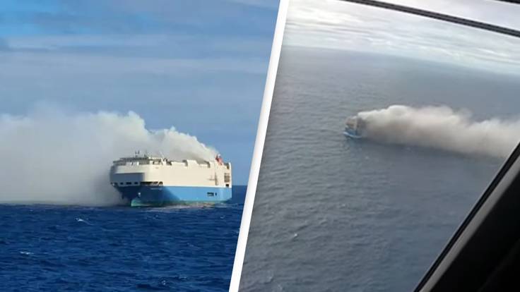 Vessel Carrying More Than A Thousand Porsches Left To Burn As It Sets Fire In The Middle Of Ocean