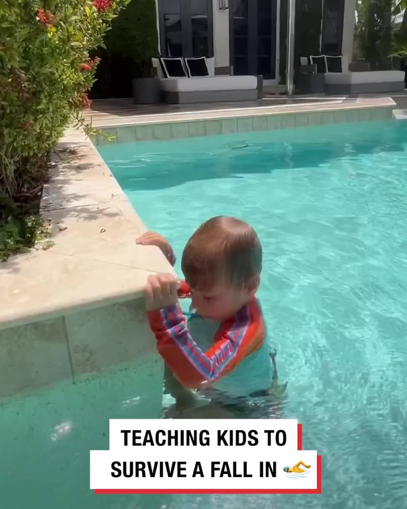 Teaching kids how to fall into pools safely