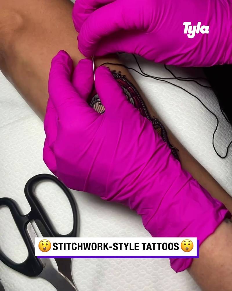 Stitch-work style tattoos 🪡