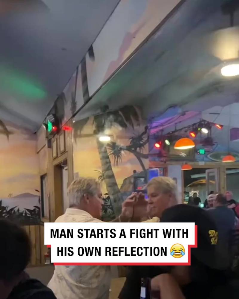 Man starts a fight with his own reflection 🤣