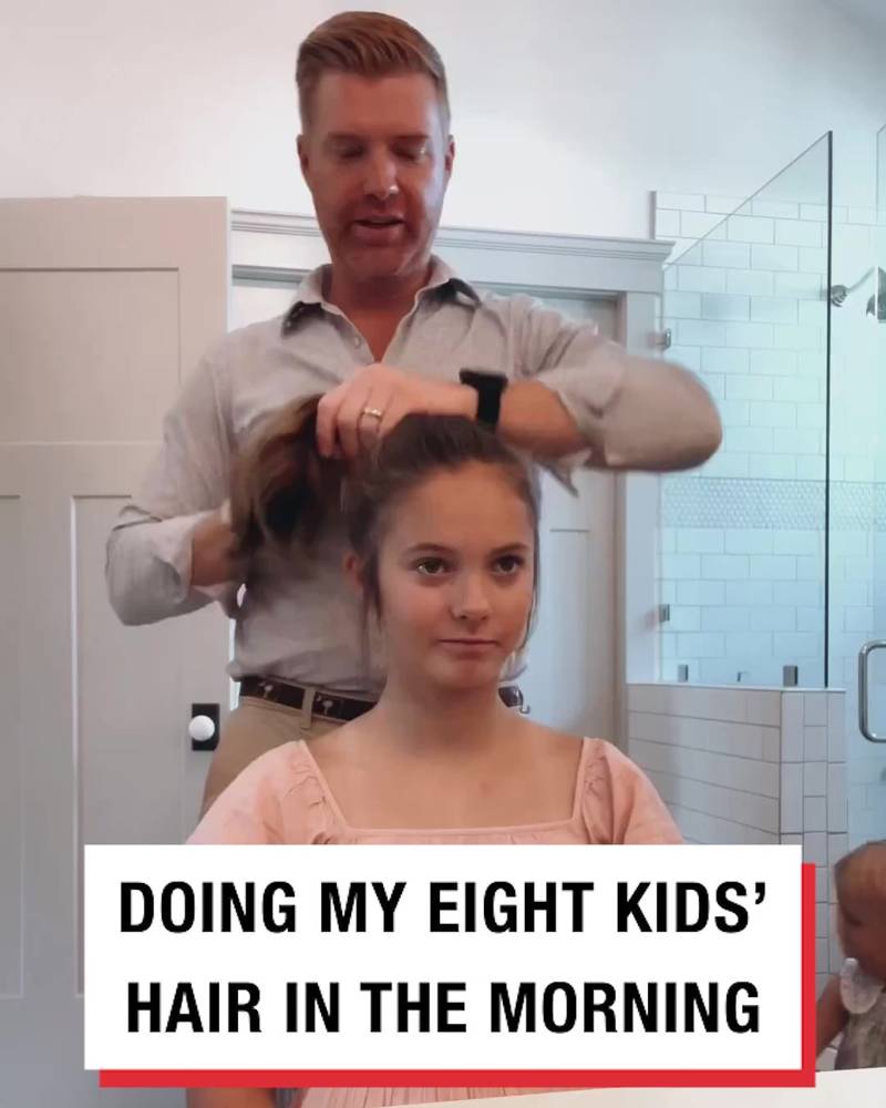 Morning hair routine with dad