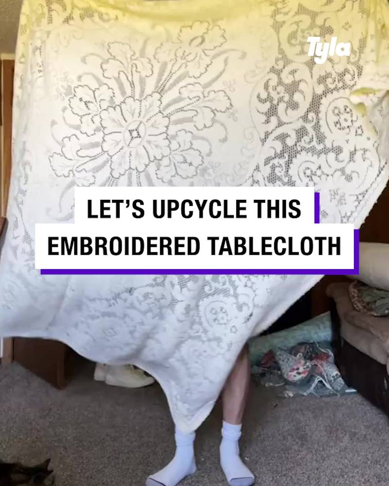 Upcycling an embroidered tablecloth