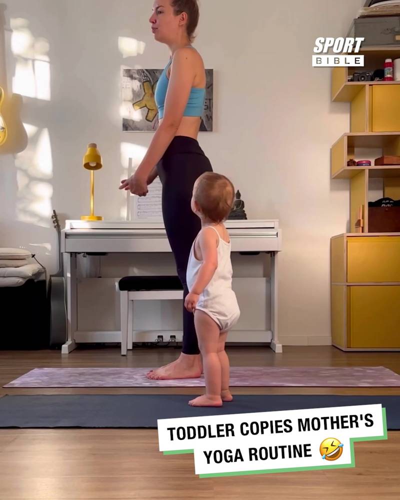 Toddler Copies Mother's Yoga Routine 🤣