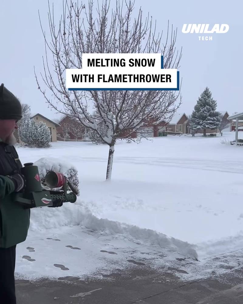 Melting Snow With FlameThrower