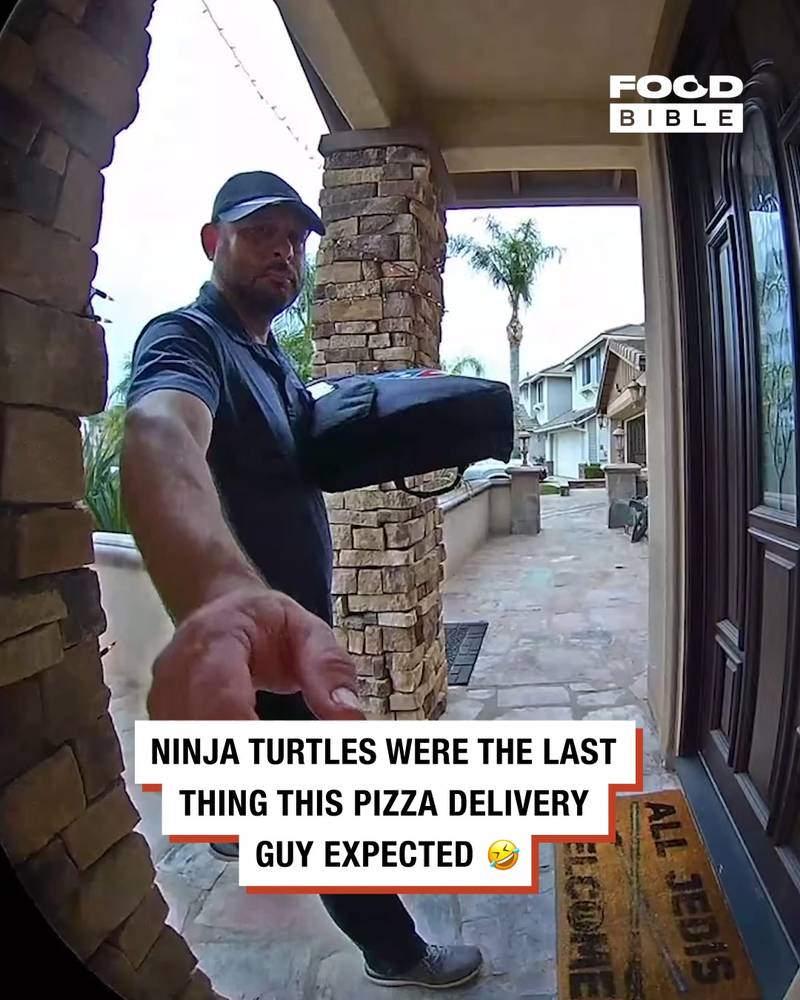 Surprising the pizza delivery guy with TMNT
