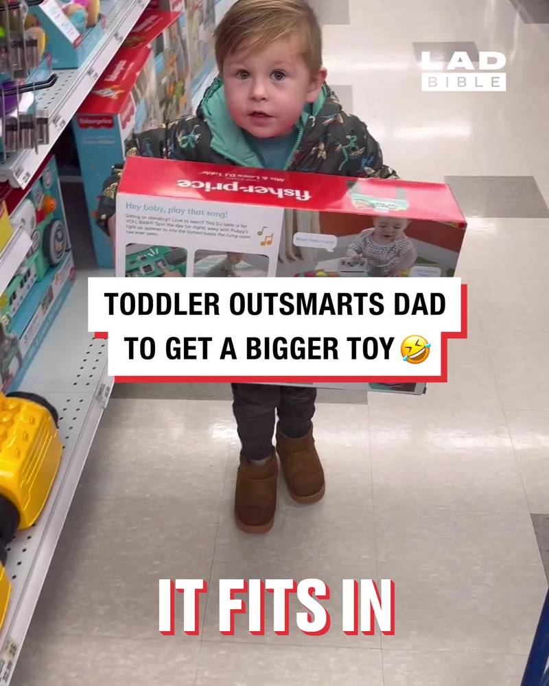 Toddler outsmarts dad to get his toy