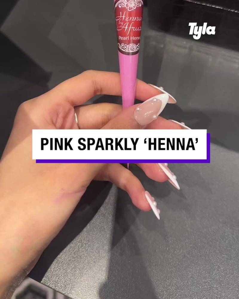 Pink sparkly henna