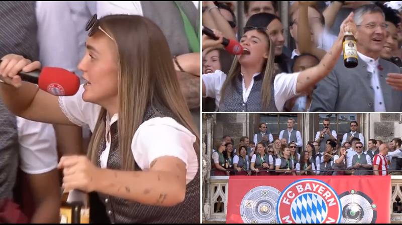 Georgia Stanway sings Sweet Caroline during Bayern Munich's title celebrations, it was so bad