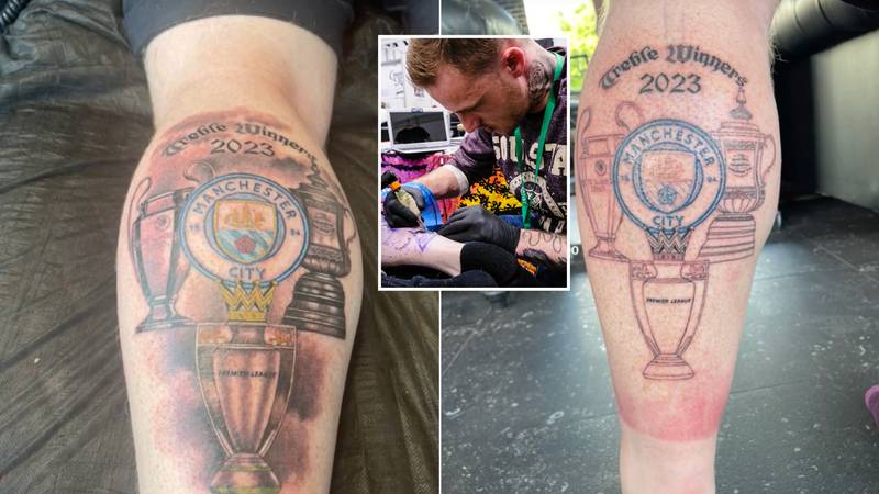 Man City fan has already got a treble tattoo ahead of Champions League final