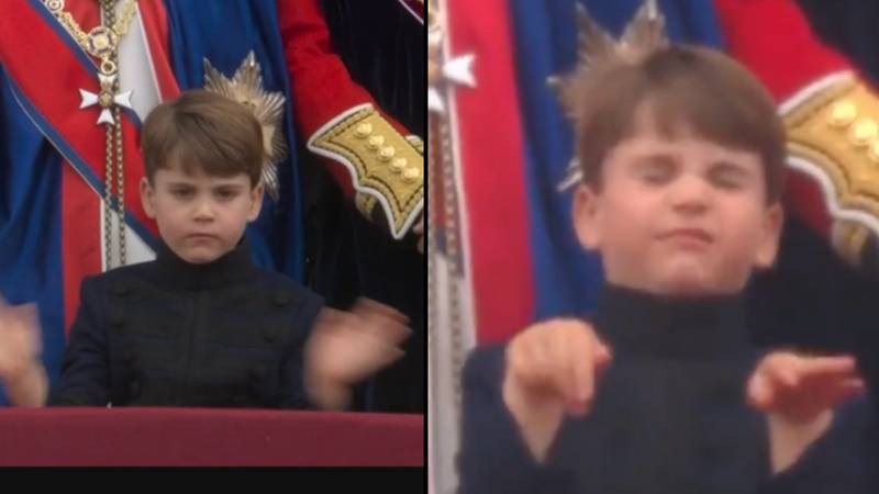 皇家观众在阳台外面的“无聊的“路易斯亲王”手势的“无聊”