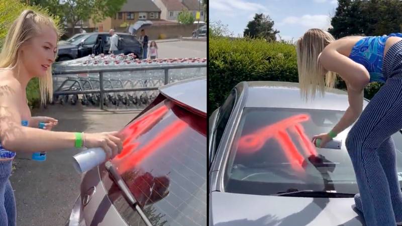 Astrid Wett makes embarrassing mistake while vandalising boxing rival's car