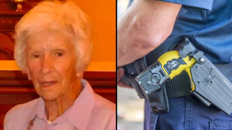 大律师说，对95岁妇女的泰瑟妇女的指控可能升级为谋杀案的警察