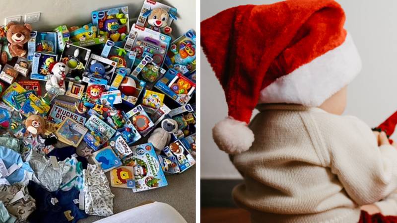 Mum slammed after showing off massive pile of gifts her son got for his first Christmas