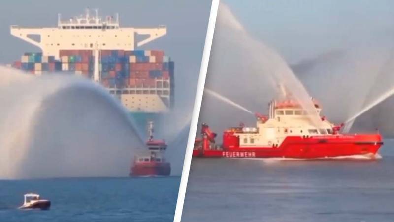 People are just finding out why tugboats shoot water in the air when towing big ships