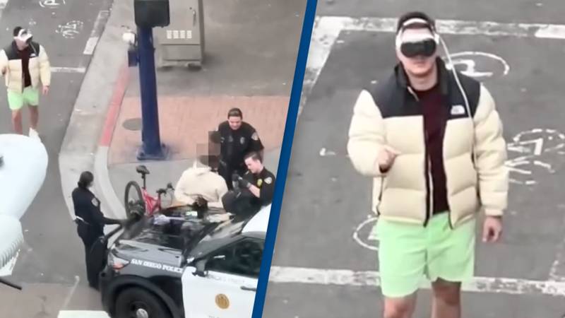 Police issue warning after ‘bewildering’ video of man caught wearing Apple Vision Pro