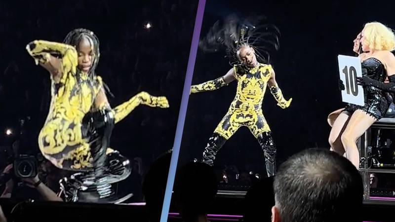 Fans go wild as Madonna's 11-year-old daughter dances on stage during her world tour