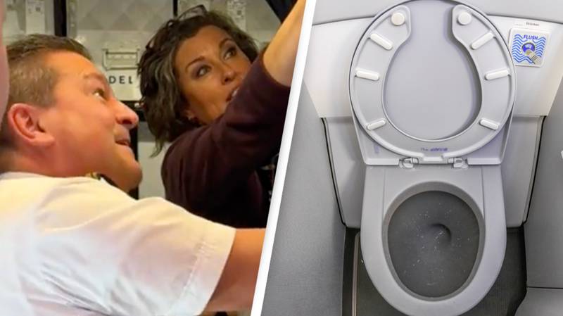 Airplane pilot forced to intervene after father leaves his kids and gets stuck in plane bathroom