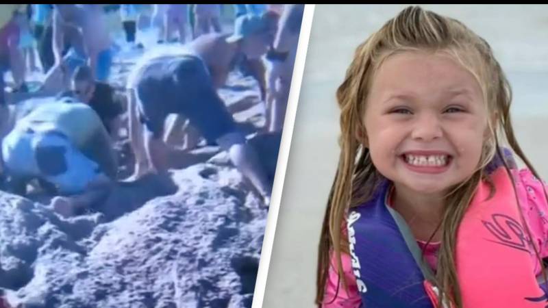 Heartbreaking 911 audio reveals beachgoers' desperate attempts to free girl after hole she was digging collapsed