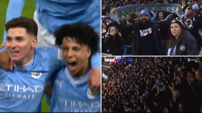Man City fans mocked for 'carnage' in the stands after Julian Alvarez's dramatic winner vs RB Leipzig