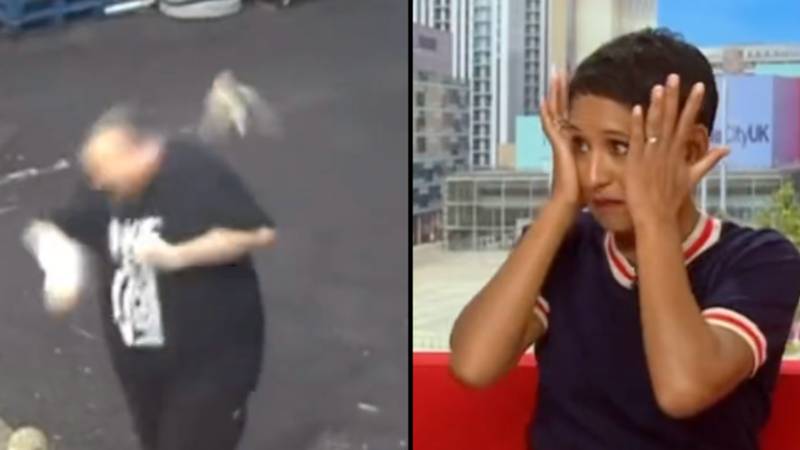 Newsreader absolutely loses it after seeing man smacked in the face by pigeon