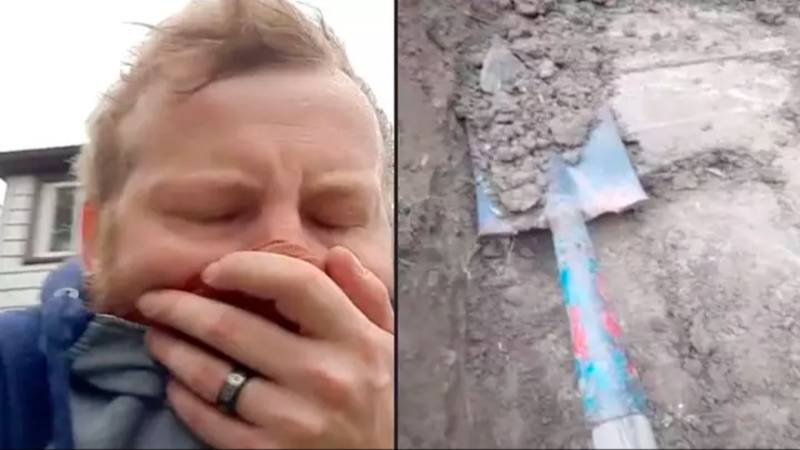 Man immediately regrets digging up concrete box found in garden