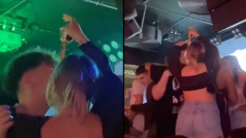 Woman savagely pulls out measuring tape at a club to check if man is a certain height