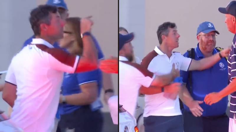 Rory Mcllroy dragged away after squaring up to caddie in car park