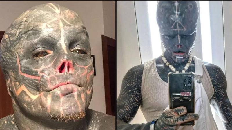 'Black alien' with extreme body modifications shocks fans after sharing 'new look'