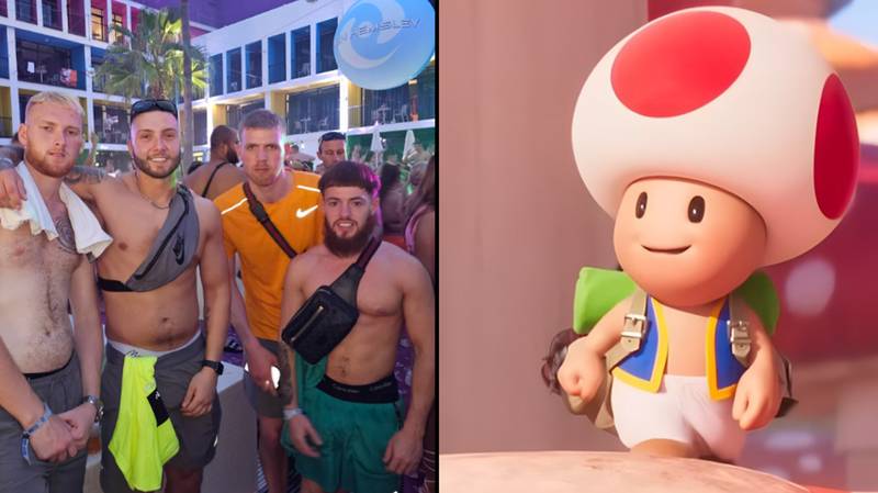 Lad with 'Toad' hairdo reacts after photo of him and mates in Ibiza goes viral