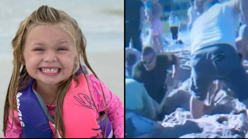 Seven-year-old girl dies after being buried alive in sand hole she was digging at beach