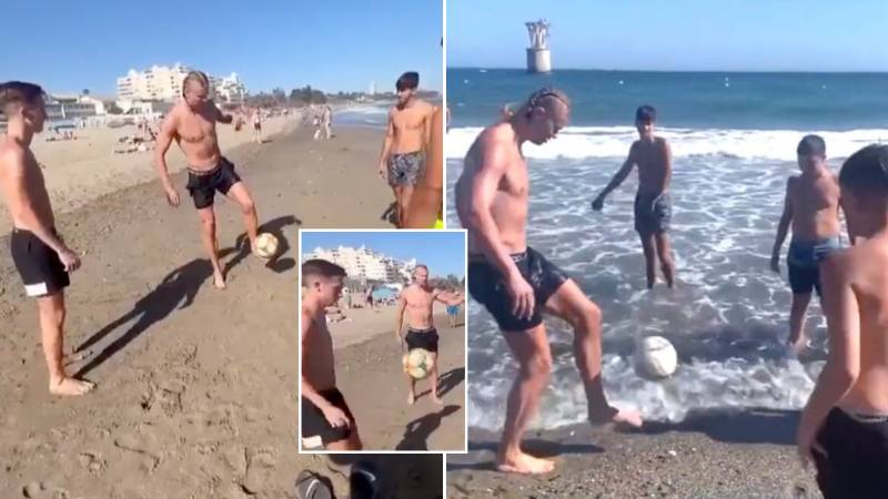 Erling Haaland Surprises Youngsters By Joining In Kickabout On Marbella Beach